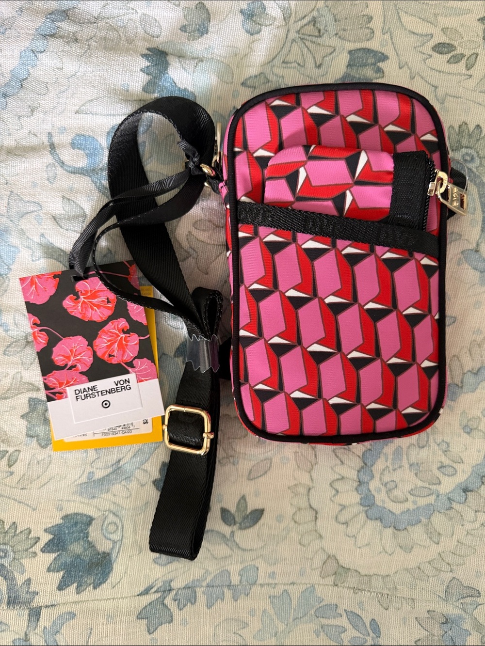 Diane Von Furstenberg for Target Pink Geometric Crossbody Bag with Black Strap